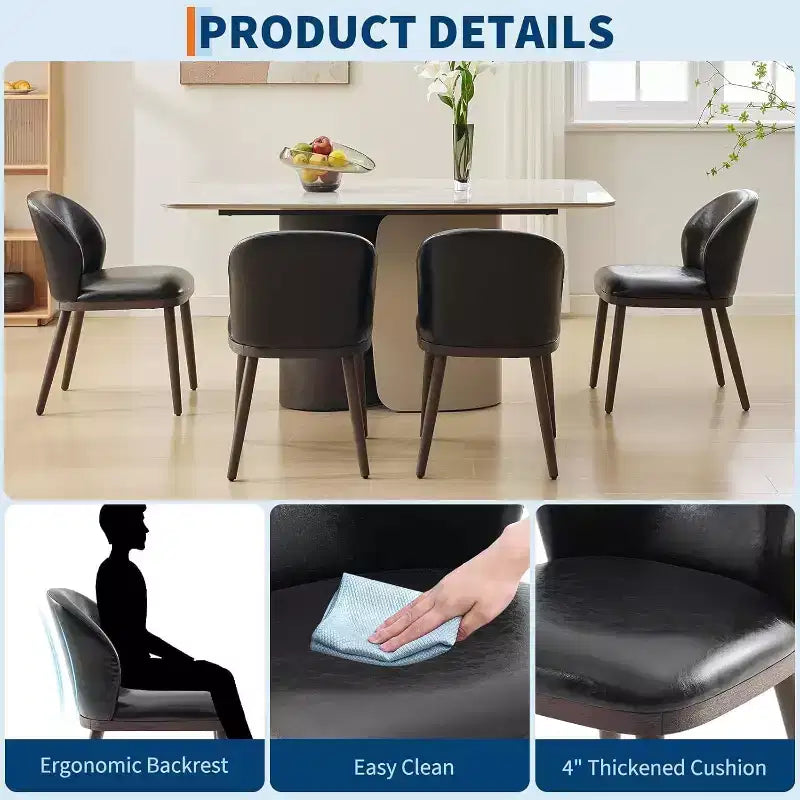 Dining Chairs Set of 4, Upholstered Kitchen Chairs with Back, Dining Room Chairs with Wood Legs for Kitchen Dining Room Restaurant