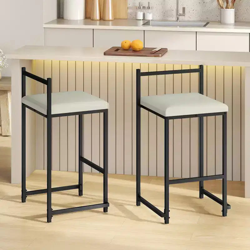Costway 26'' Stackable Counter Height Bar Stools Set of 4 w/Back Metal Frame & Footrest Black