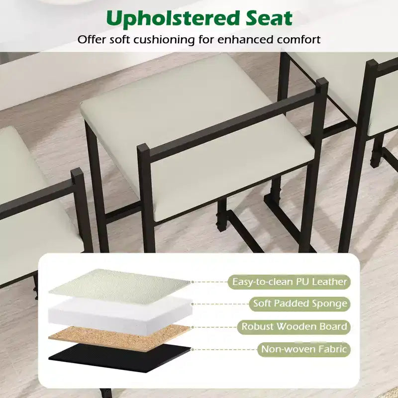 Costway 26'' Stackable Counter Height Bar Stools Set of 4 w/Back Metal Frame & Footrest Black