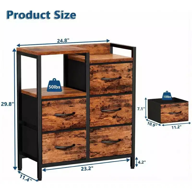 5-layer movable filing cabinet with open storage shelves, a filing cabinet for home office organization, office storage organizer