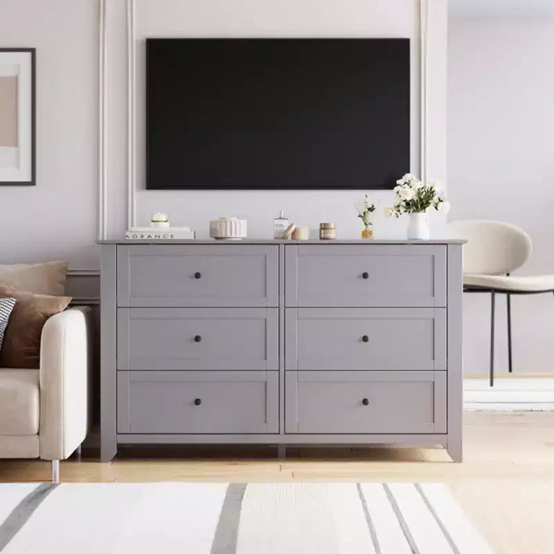 6 Drawer Dresser for Bedroom, Simply Modern Chest of Drawers, Wood Storage Large Dresser with Deep Drawers for Living Room, Hallway Entryway