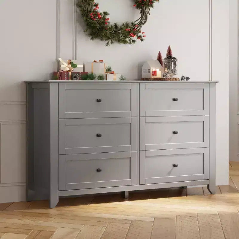 6 Drawer Dresser for Bedroom, Simply Modern Chest of Drawers, Wood Storage Large Dresser with Deep Drawers for Living Room, Hallway Entryway