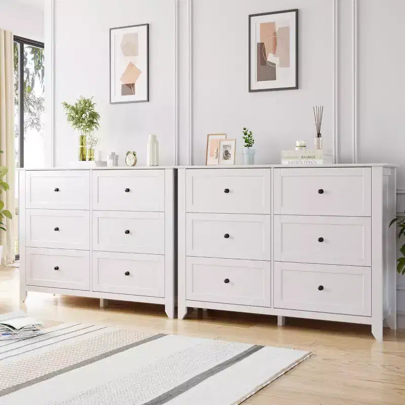 6 Drawer Dresser for Bedroom, Simply Modern Chest of Drawers, Wood Storage Large Dresser with Deep Drawers for Living Room, Hallway Entryway