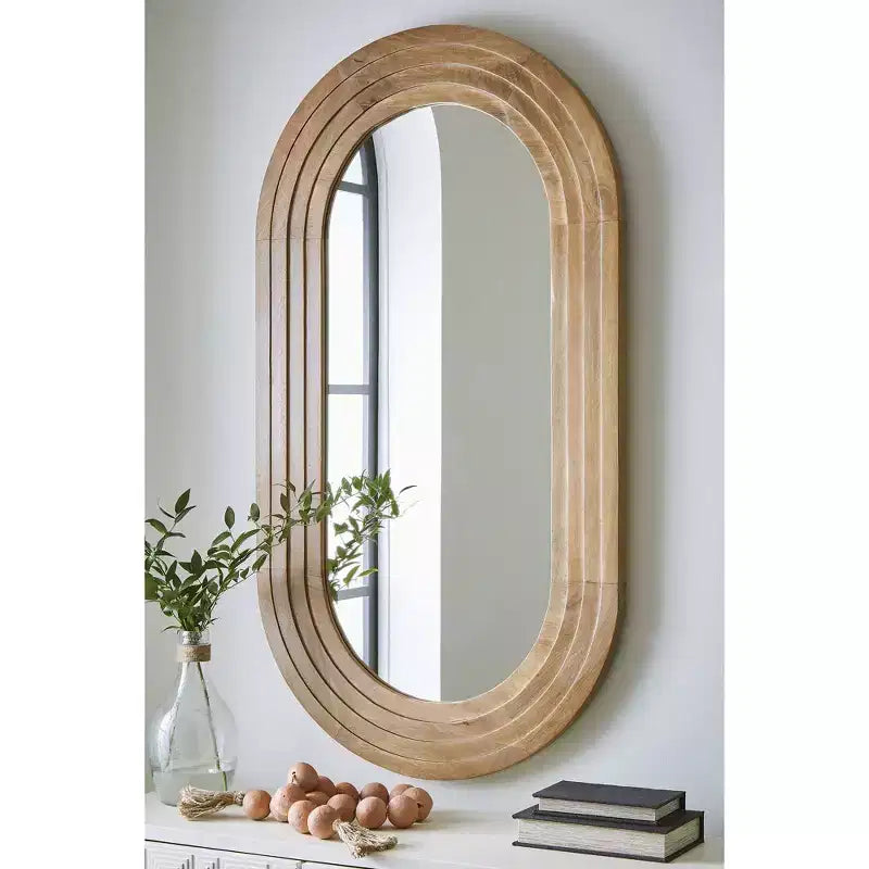 Signature Design by Ashley Daverly Wall Accent Mirror with Brown Wood Frame