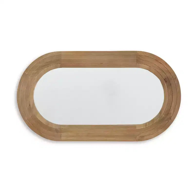 Signature Design by Ashley Daverly Wall Accent Mirror with Brown Wood Frame