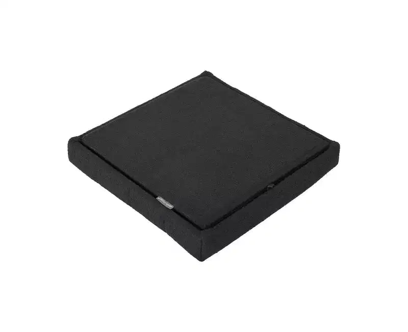 Seville Classics Black Boucle Channel Tufted Fabric Storage Ottoman