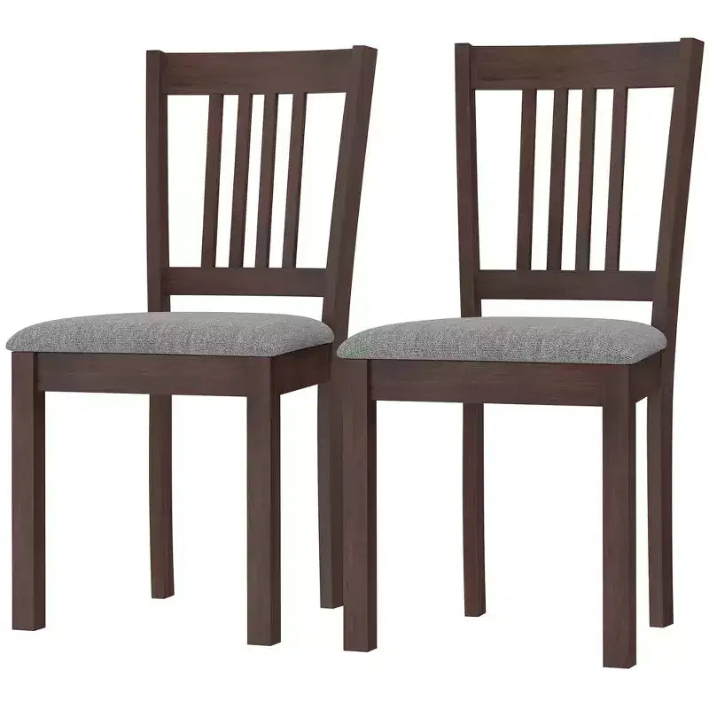 HOMCOM Modern Dining Chairs Set of 2, Linen Fabric Upholstered Kitchen Chairs with Rubberwood Legs for Dining Room, Living Room