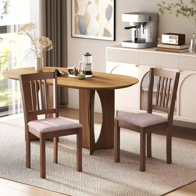 HOMCOM Modern Dining Chairs Set of 2, Linen Fabric Upholstered Kitchen Chairs with Rubberwood Legs for Dining Room, Living Room