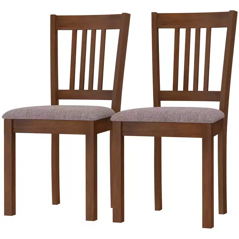 HOMCOM Modern Dining Chairs Set of 2, Linen Fabric Upholstered Kitchen Chairs with Rubberwood Legs for Dining Room, Living Room