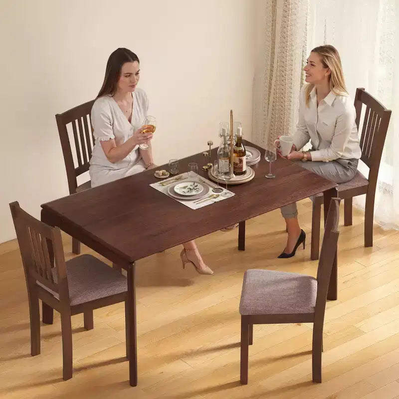 HOMCOM Modern Dining Chairs Set of 2, Linen Fabric Upholstered Kitchen Chairs with Rubberwood Legs for Dining Room, Living Room