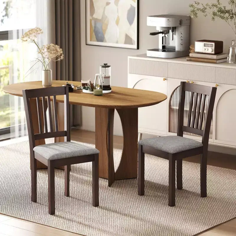 HOMCOM Modern Dining Chairs Set of 2, Linen Fabric Upholstered Kitchen Chairs with Rubberwood Legs for Dining Room, Living Room