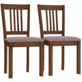 HOMCOM Modern Dining Chairs Set of 2, Linen Fabric Upholstered Kitchen Chairs with Rubberwood Legs for Dining Room, Living Room
