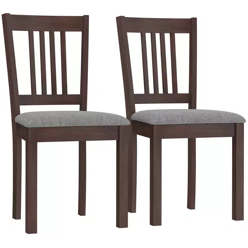 HOMCOM Lot de 2 Chaises de Salle à Manger Modernes, Chaises de Cuisine Rembourrées en Tissu de Lin avec Pieds en Bois d'Hévéa pour Salle à Manger, Salon