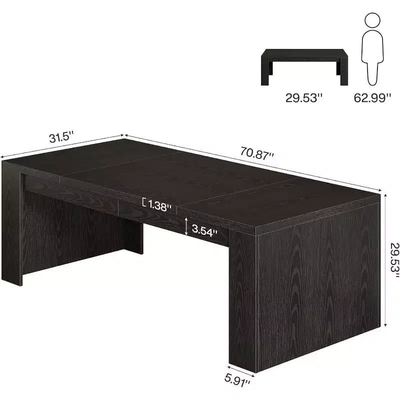 Lantine 70.9-Inch Rectangular Dining Table for 6-8, Farmhouse Wooden Kitchen Table, Large Dining Room Furniture for Kitchen, Living Room