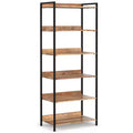 Paola SOLID MANGO WOOD 74 inch x 30 inch Modern Industrial Large Bookshelf in Natural