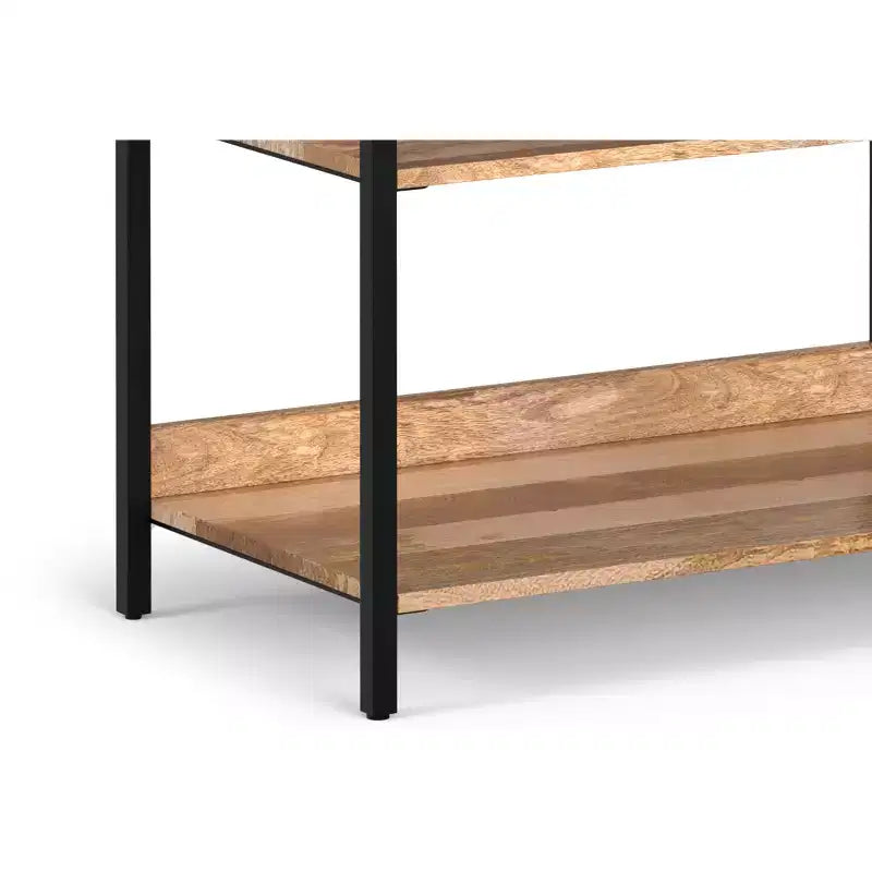 Paola SOLID MANGO WOOD 74 inch x 30 inch Modern Industrial Large Bookshelf in Natural