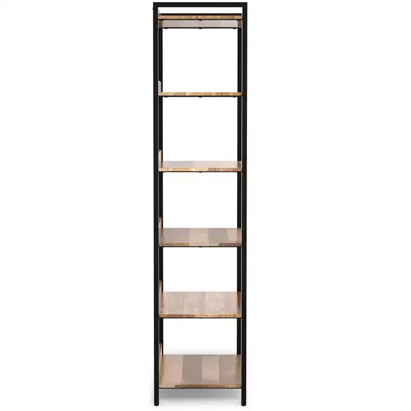 Paola SOLID MANGO WOOD 74 inch x 30 inch Modern Industrial Large Bookshelf in Natural