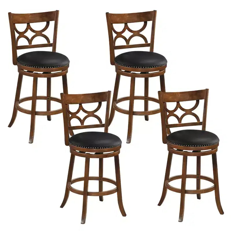 Costway 31'' Bar Height Stools Set of 4 w/Rubber Wood Frame Upholstered Seat & Footrest