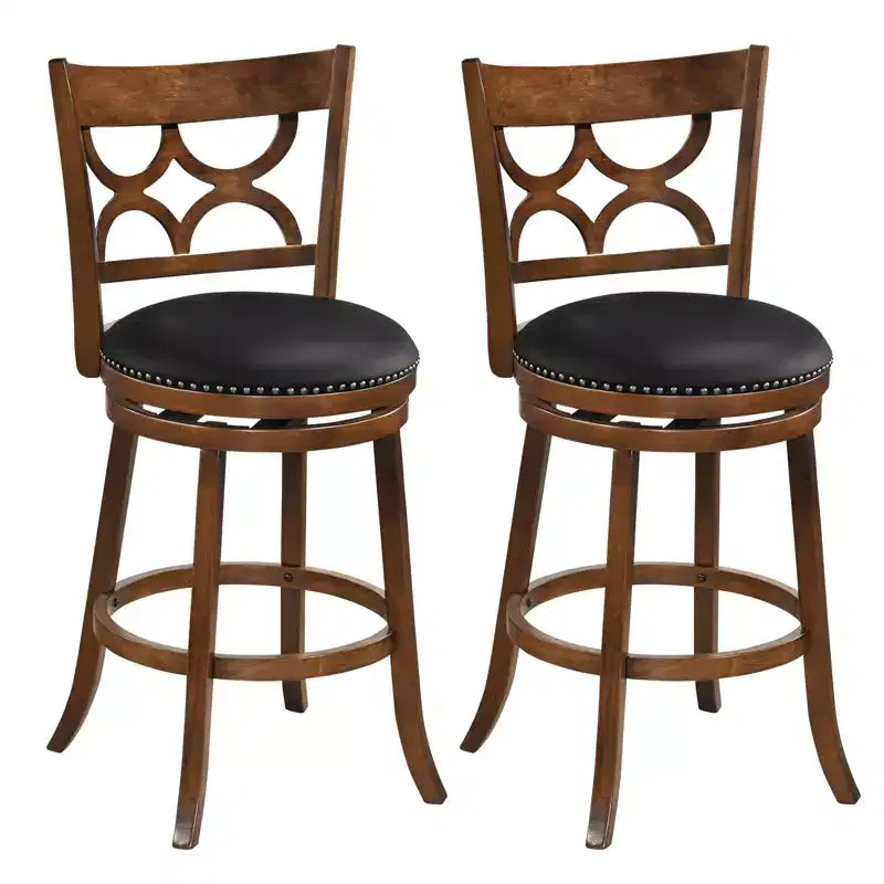 Costway 31'' Bar Height Stools Set of 4 w/Rubber Wood Frame Upholstered Seat & Footrest