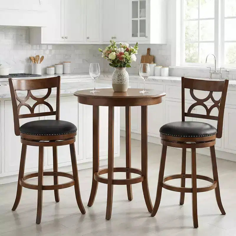 Costway 31'' Bar Height Stools Set of 4 w/Rubber Wood Frame Upholstered Seat & Footrest