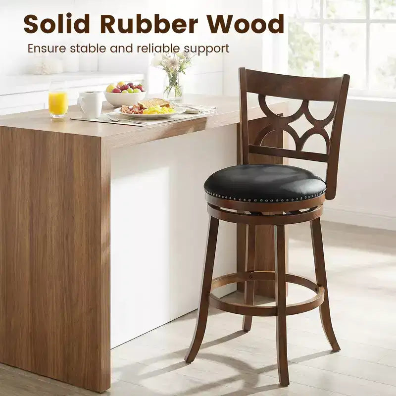 Costway 31'' Bar Height Stools Set of 4 w/Rubber Wood Frame Upholstered Seat & Footrest