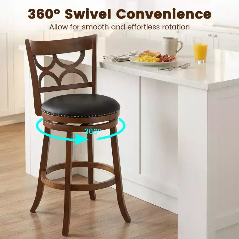 Costway 31'' Bar Height Stools Set of 4 w/Rubber Wood Frame Upholstered Seat & Footrest