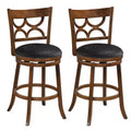 Costway 31'' Bar Height Stools Set of 2 w/Rubber Wood Frame Upholstered Seat & Footrest