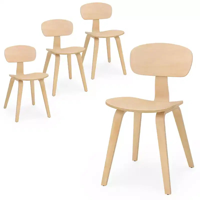 Costway Modern Dining Chair Set of 4 w/Wide Seat & Curved Backrest Adjustable Foot Pads