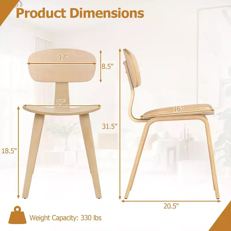 Costway Modern Dining Chair Set of 4 w/Wide Seat & Curved Backrest Adjustable Foot Pads
