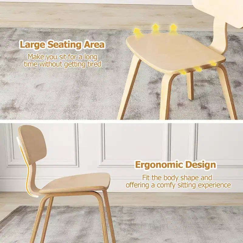 Costway Modern Dining Chair Set of 4 w/Wide Seat & Curved Backrest Adjustable Foot Pads