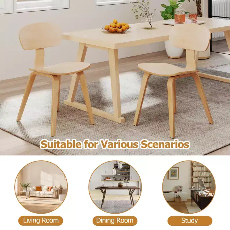 Costway Modern Dining Chair Set of 4 w/Wide Seat & Curved Backrest Adjustable Foot Pads
