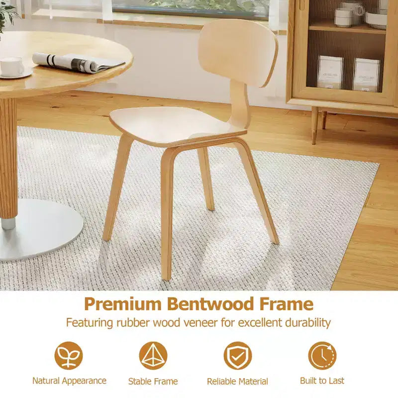Costway Modern Dining Chair Set of 4 w/Wide Seat & Curved Backrest Adjustable Foot Pads