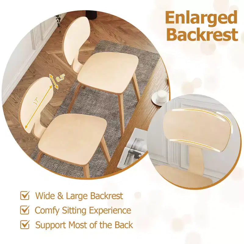 Costway Modern Dining Chair Set of 4 w/Wide Seat & Curved Backrest Adjustable Foot Pads