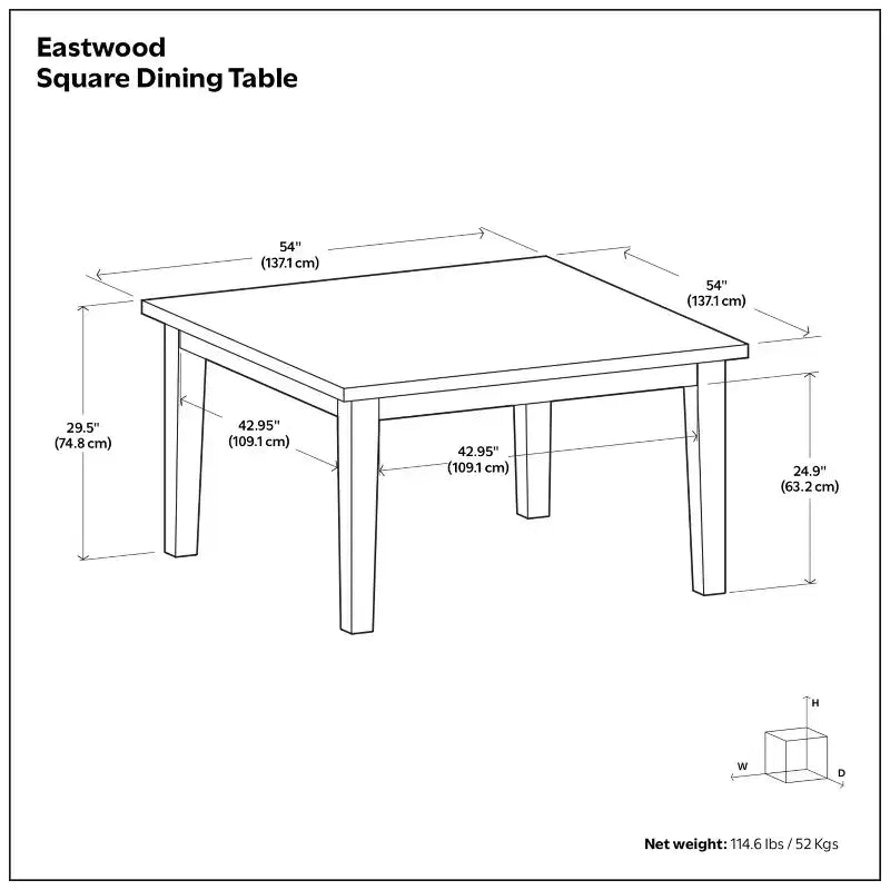 Colburn 54 x 54 inch Square Contemporary Dining Table in Walnut