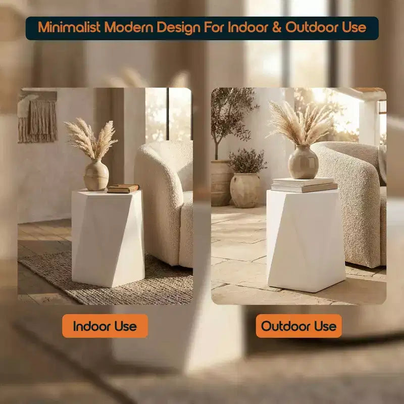 LeisureMod Nexovo Modern Geometric End Table - Fiberstone Indoor/Outdoor Side Table
