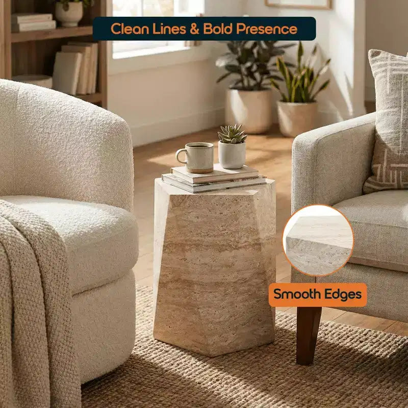 LeisureMod Nexovo Modern Geometric End Table - Fiberstone Indoor/Outdoor Side Table