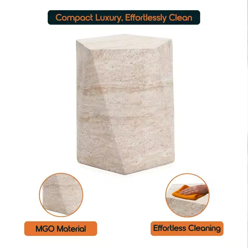 LeisureMod Nexovo Modern Geometric End Table - Fiberstone Indoor/Outdoor Side Table