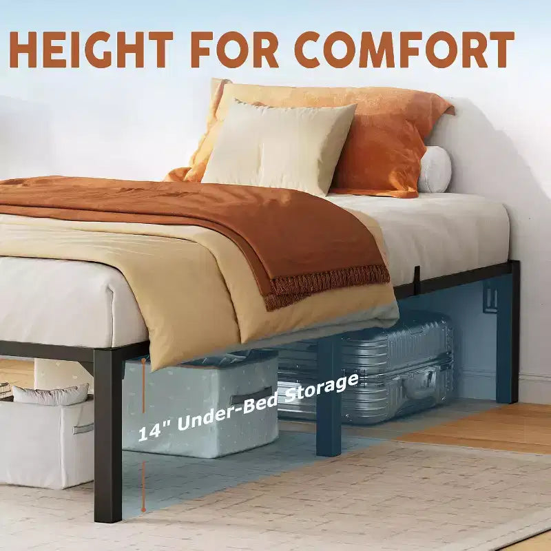 Metal Bed Frame, Heavy Duty Metal Platform Bed Frame with Reinforced Slats Support, 800 Lbs Load Capacity, Noise Free