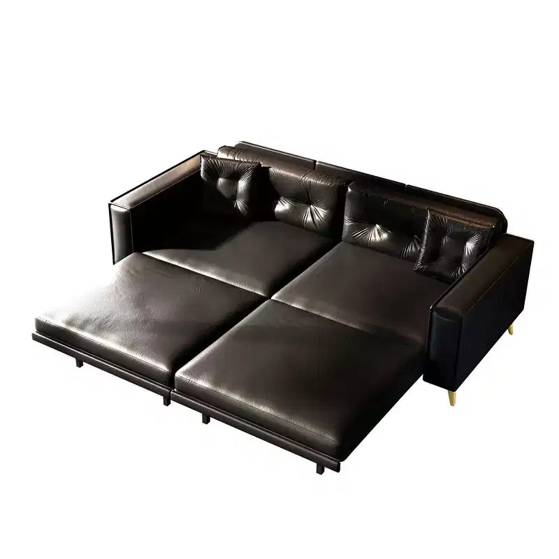 Whisen 92.1King Size Pull Out Sleeper Sofa Bed, 3-In-1 Faux Leather Convertible Sofa Couch with 2 Pillows