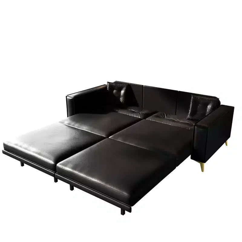 Whisen 92.1King Size Pull Out Sleeper Sofa Bed, 3-In-1 Faux Leather Convertible Sofa Couch with 2 Pillows