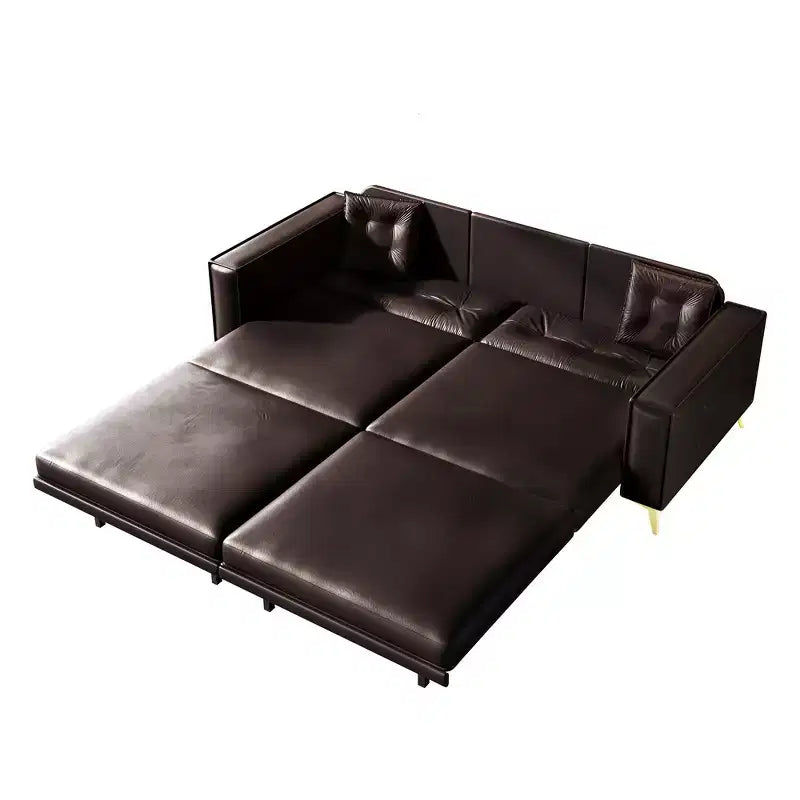 Whisen 92.1King Size Pull Out Sleeper Sofa Bed, 3-In-1 Faux Leather Convertible Sofa Couch with 2 Pillows