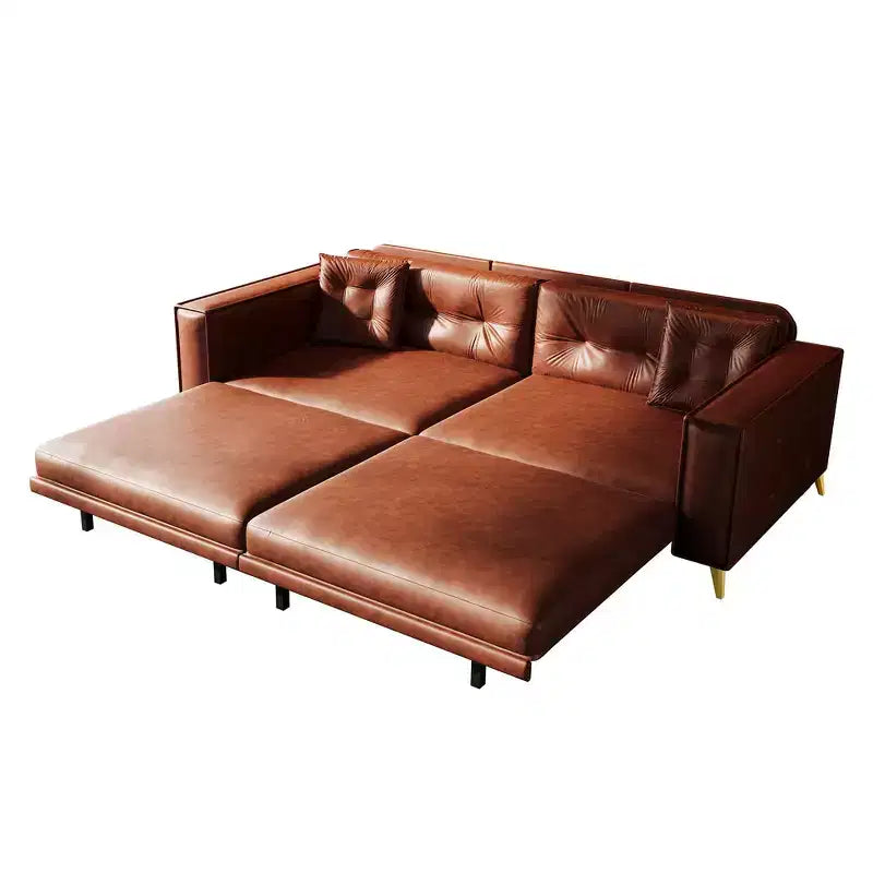 Whisen 92.1King Size Pull Out Sleeper Sofa Bed, 3-In-1 Faux Leather Convertible Sofa Couch with 2 Pillows