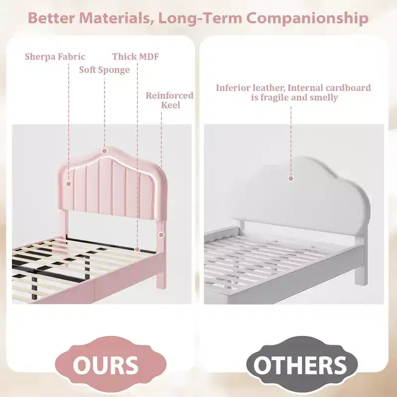 Twin Velvet Led Platform Bed with Storage Drawer & Headboard,Kids Bed Frame with Wooden Slats, No Box Spring Needed for Boys & Girls