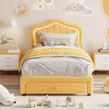 Twin Velvet Led Platform Bed with Storage Drawer & Headboard,Kids Bed Frame with Wooden Slats, No Box Spring Needed for Boys & Girls