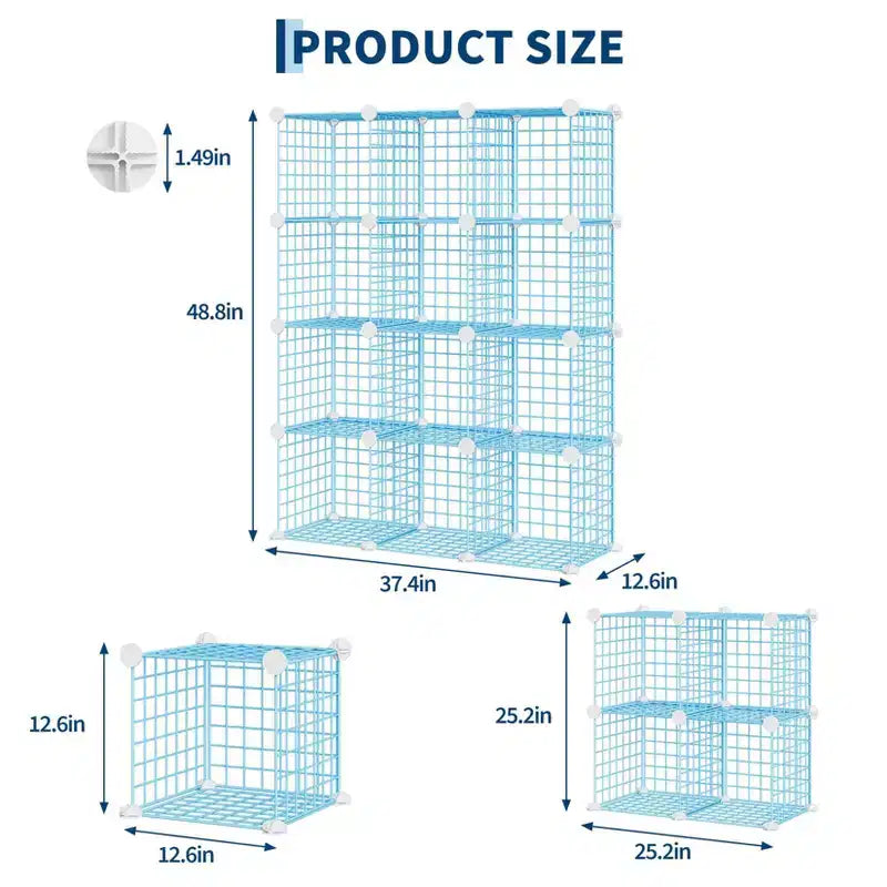 12-Cube Storage Organizer 37 x 13 x 38  Modular Wire Shelving Unit for Closet, Bedroom, Office (1-Pack)