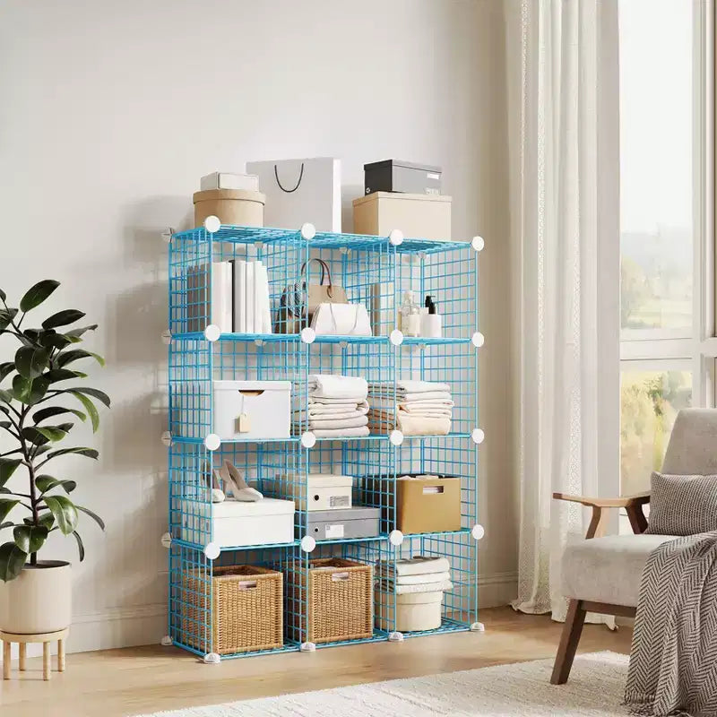 12-Cube Storage Organizer 37 x 13 x 38  Modular Wire Shelving Unit for Closet, Bedroom, Office (1-Pack)