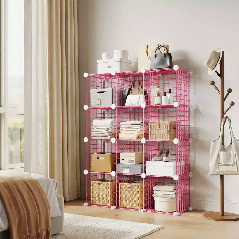 12-Cube Storage Organizer 37 x 13 x 38  Modular Wire Shelving Unit for Closet, Bedroom, Office (1-Pack)