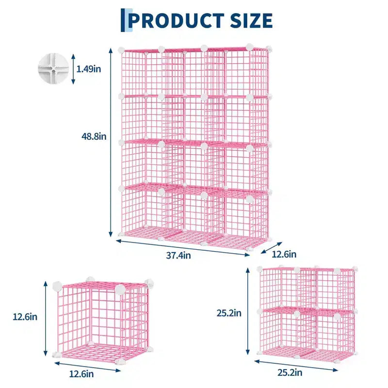 12-Cube Storage Organizer 37 x 13 x 38  Modular Wire Shelving Unit for Closet, Bedroom, Office (1-Pack)
