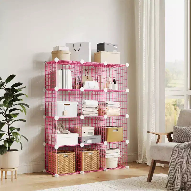 12-Cube Storage Organizer 37 x 13 x 38  Modular Wire Shelving Unit for Closet, Bedroom, Office (1-Pack)