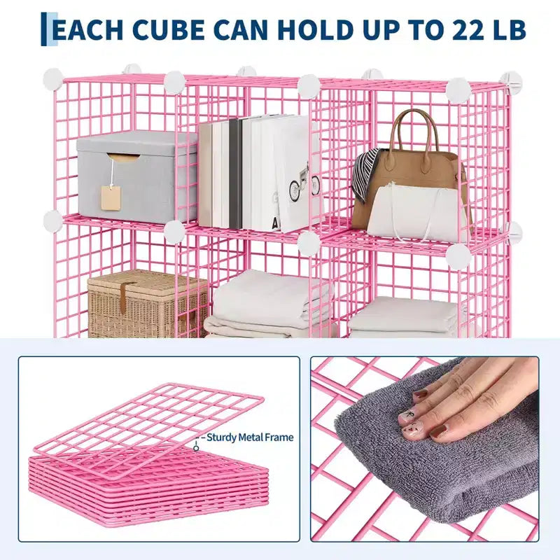 12-Cube Storage Organizer 37 x 13 x 38  Modular Wire Shelving Unit for Closet, Bedroom, Office (1-Pack)